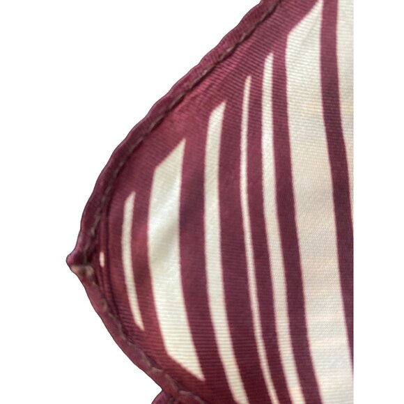 Vintage 1960's Burgundy Cream Graphic Stripe Scarf Square - Picture 5 of 5